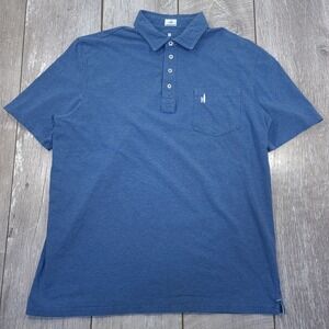 Johnnie-O Polo Shirt Men XL Blue Hangin Out Short Sleeve Surfer Logo Cotton Top
